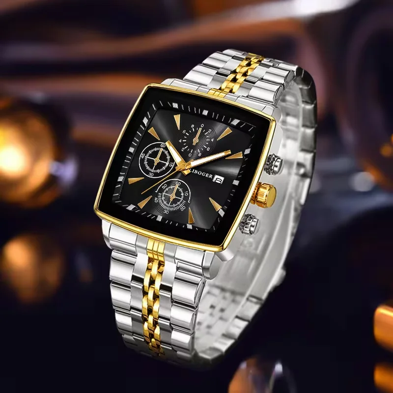 Luxury Square Dial Men Quartz Wristwatch Fashion Stainless Steel Man Business Watches With Calendar Reloj Hombre (Without Box) - Image 5