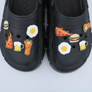Shoe Decorations Charms Pizza Cartoon Fried Egg Shoe Accessories Charms Hamburger Beer Ornament Children's Holiday Gift 1 Pc