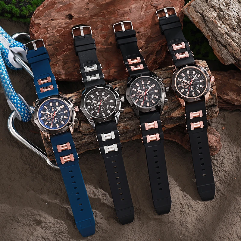 Fashion Business Men Watch Top Brand High Quality Auto Date Big Dial Silicone Strap Sports Quartz Watches - Image 3